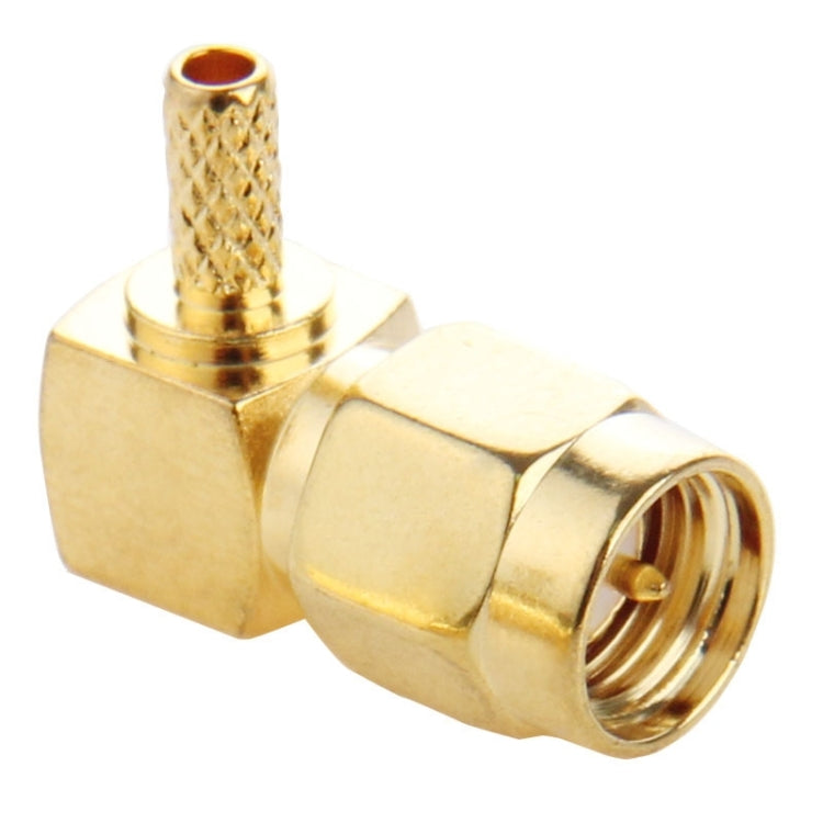 10 PCS Gold Plated Crimp SMA Male Plug 90 Degree Right Angle RF Connector Adapter for RG174 / RG316 / RG179 Cable by buy2fix