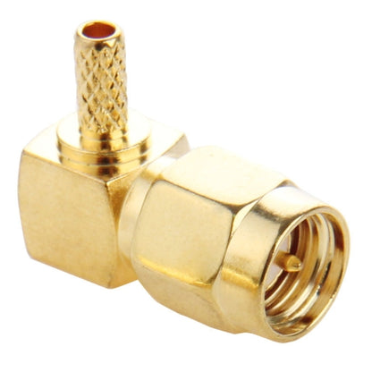 10 PCS Gold Plated Crimp SMA Male Plug 90 Degree Right Angle RF Connector Adapter for RG174 / RG316 / RG179 Cable by buy2fix