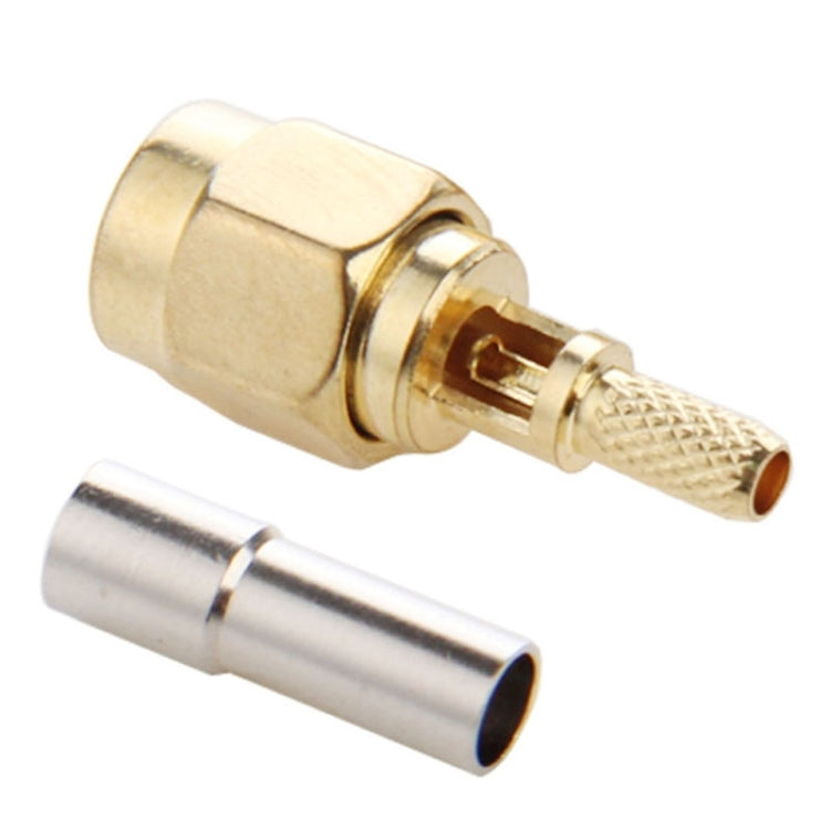 10 PCS Gold Plated Crimp SMA Male Straight Connector Adapter for RG174 / RG188 / RG316 / LMR100 Cable by buy2fix