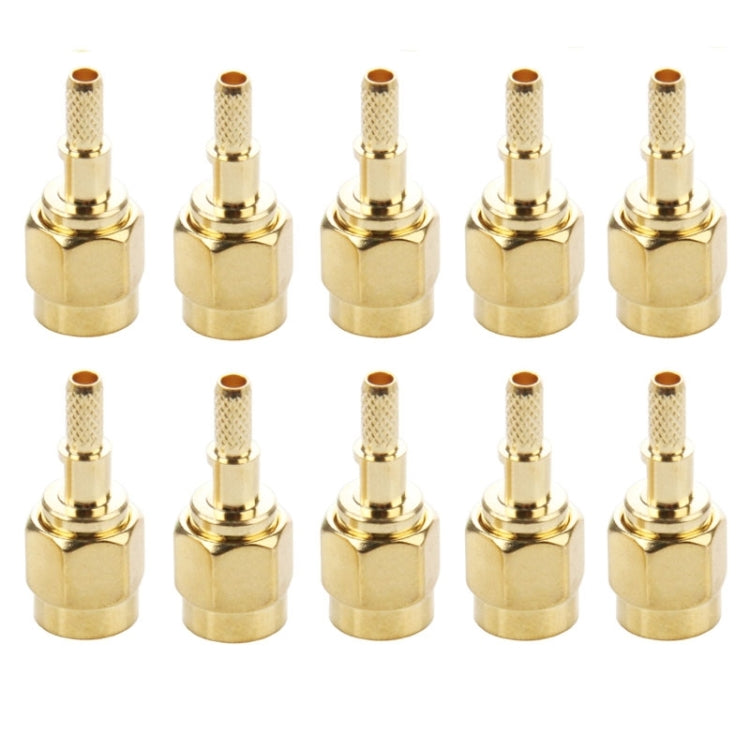 10 PCS Gold Plated Crimp SMA Male Straight Connector Adapter for RG174 / RG188 / RG316 / LMR100 Cable by buy2fix