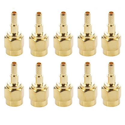 10 PCS Gold Plated Crimp SMA Male Straight Connector Adapter for RG174 / RG188 / RG316 / LMR100 Cable by buy2fix