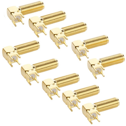 10 PCS Gold Plated SMA Female Right Angle 90 Degrees Panel PCB Mount 4.0mm Square Connector Adapter by buy2fix