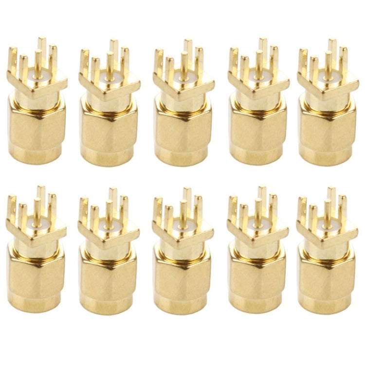 10 PCS Gold Plated SMA Male Jack Socket PCB Edge Mount Solder 0.62 inch RF Connector Adapter by buy2fix