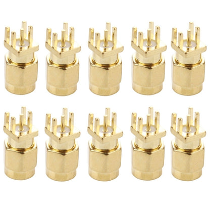 10 PCS Gold Plated SMA Male Jack Socket PCB Edge Mount Solder 0.62 inch RF Connector Adapter by buy2fix