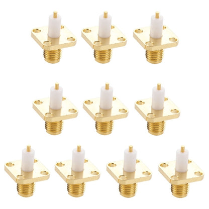 10 PCS Gold Plated SMA Female 4 Holes Chassis Panel Mount Extended Dielectric Solder Connector Adapter by buy2fix