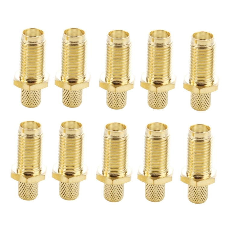 10 PCS Gold Plated SMA Female Crimp RF Connector Adapter for RG58 / RG400 / RG142 / LMR195 Cable by buy2fix