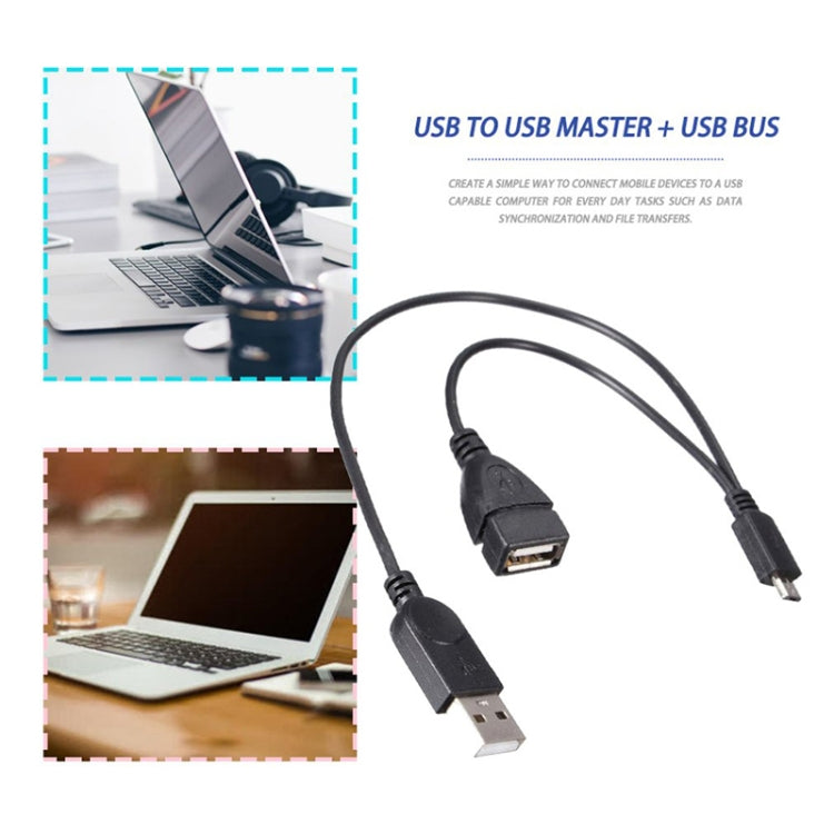 Micro USB to USB 2.0 Male & USB 2.0 Female Host OTG Converter Adapter Cable, Length: About 30cm(Black) by buy2fix