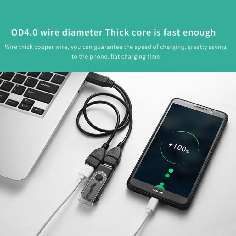 USB 2.0 Male to 2 Dual USB Female Jack Adapter Cable for Computer / Laptop, Length: About 30cm(Black) - USB Cable by buy2fix | Online Shopping UK | buy2fix