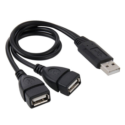 USB 2.0 Male to 2 Dual USB Female Jack Adapter Cable for Computer / Laptop, Length: About 30cm(Black) - USB Cable by buy2fix | Online Shopping UK | buy2fix