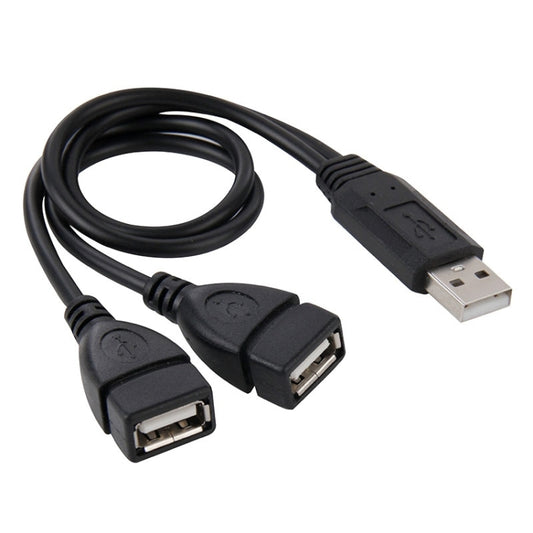 USB 2.0 Male to 2 Dual USB Female Jack Adapter Cable for Computer / Laptop, Length: About 30cm(Black) - USB Cable by buy2fix | Online Shopping UK | buy2fix