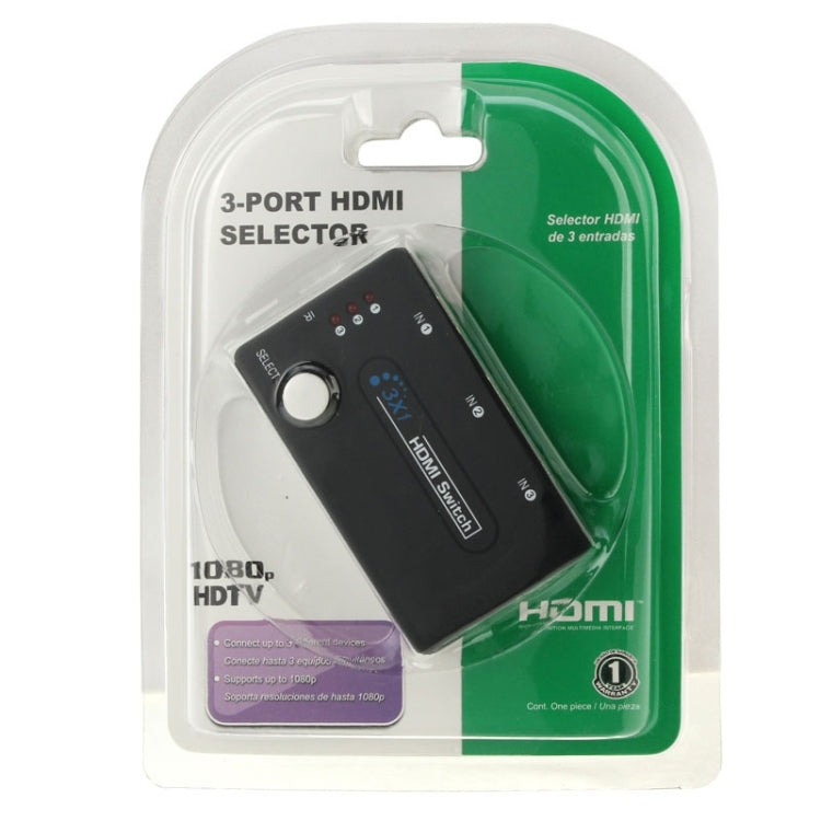 Mini 3x1 HD 1080P HDMI V1.3 Selector with Remote Control for HDTV / STB/ DVD / Projector / DVR by buy2fix