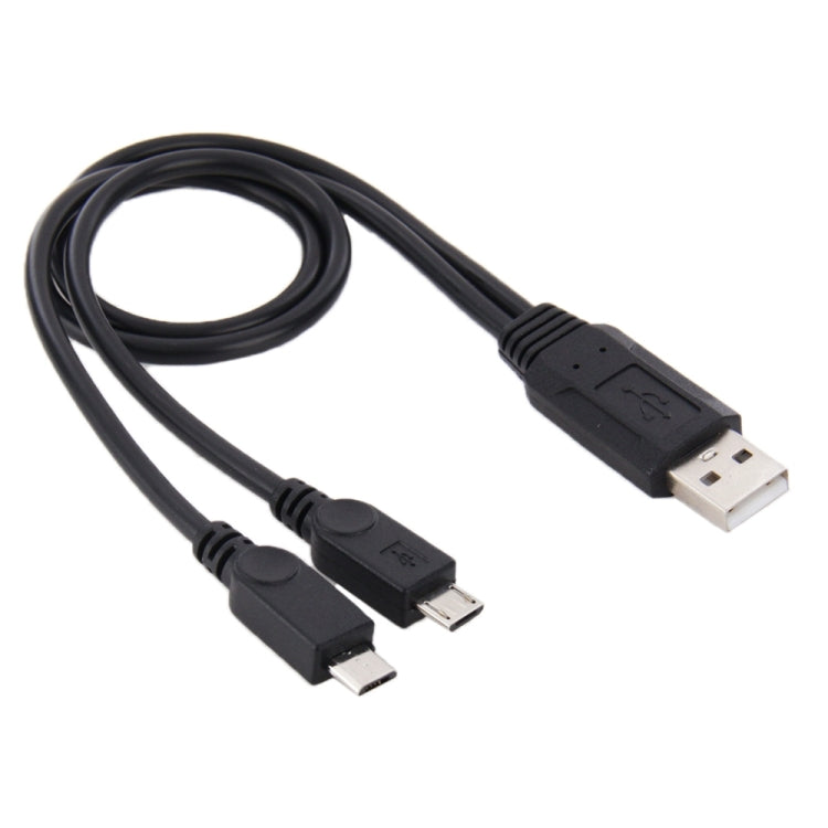 USB 2.0 Male to 2 Micro USB Male Cable, Length: About 30cm - USB Cable by buy2fix | Online Shopping UK | buy2fix