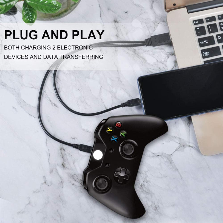 USB 2.0 Male to 2 Micro USB Male Cable, Length: About 30cm - USB Cable by buy2fix | Online Shopping UK | buy2fix