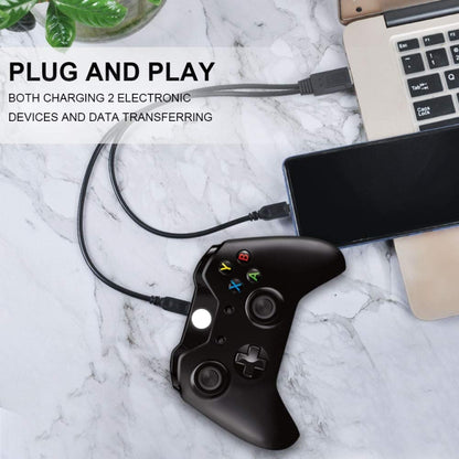 USB 2.0 Male to 2 Micro USB Male Cable, Length: About 30cm - USB Cable by buy2fix | Online Shopping UK | buy2fix