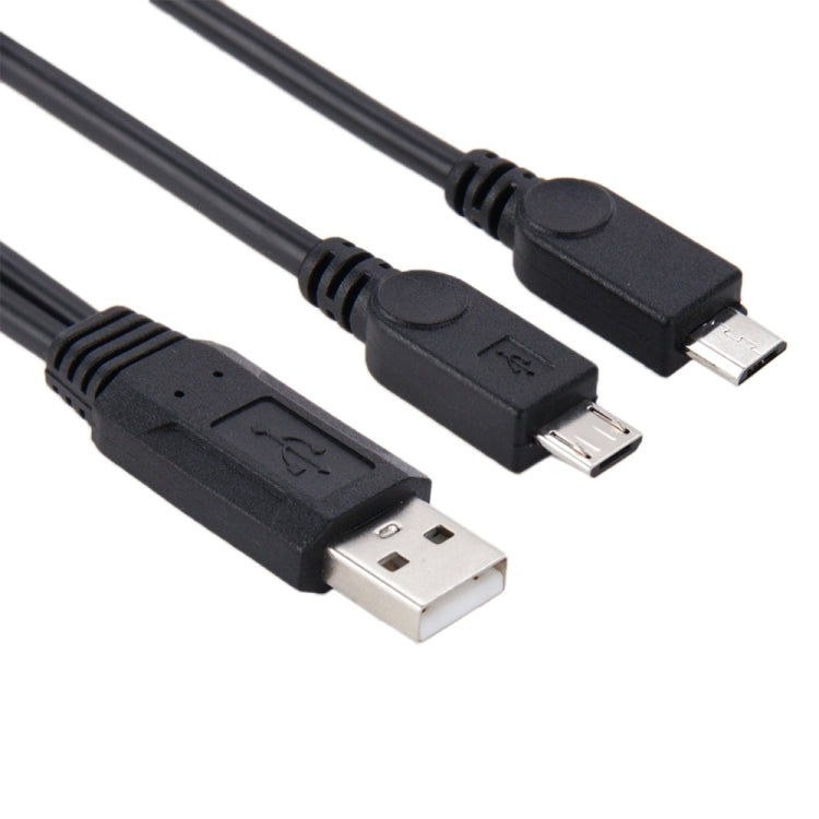 USB 2.0 Male to 2 Micro USB Male Cable, Length: About 30cm - USB Cable by buy2fix | Online Shopping UK | buy2fix
