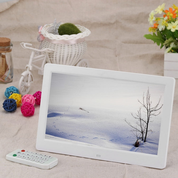 10.1 inch HD Wide Screen Digital Photo Frame with Holder & Remote Control, Allwinner E200, Alarm Clock / MP3 / MP4 / Movie Player(White) - 11 inch Below by buy2fix | Online Shopping UK | buy2fix