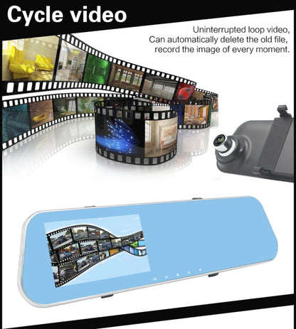 Full HD 1080P 4.3 inch Screen Display Dual Camera Vehicle DVR, 140 Degree Wide Angle Viewing, Support Night Vision / Parking Monitoring / Loop Recording / Motion Detection / G-Sensor / TF Card by buy2fix