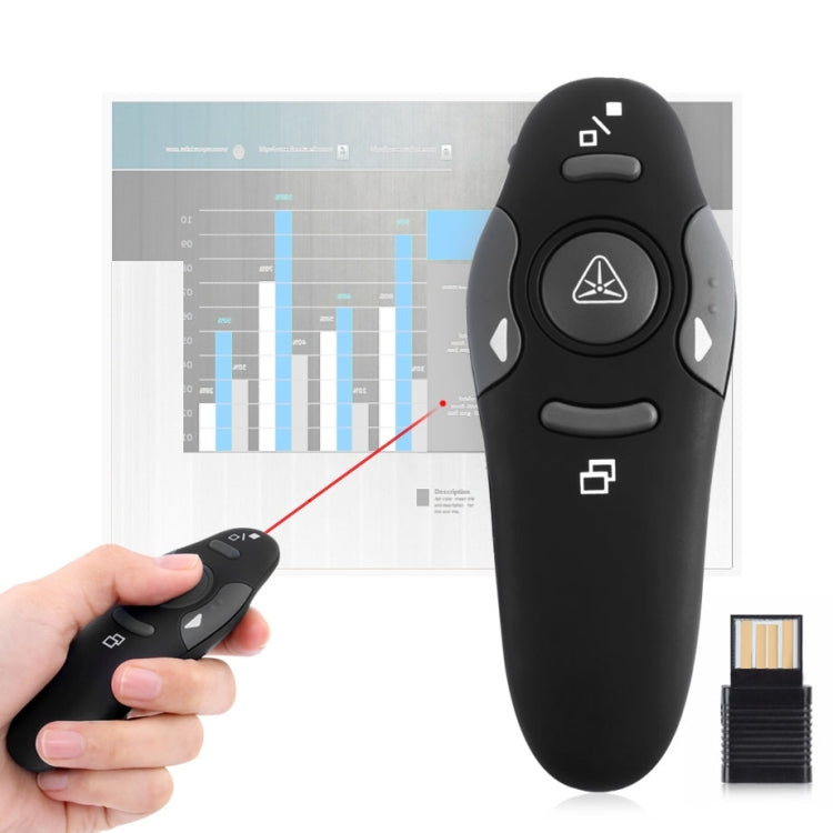 Multimedia Presenter with Laser Pointer & USB Receiver for Projector / PC / Laptop, Control Distance: 15m(Black) by buy2fix