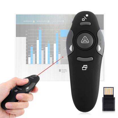 Multimedia Presenter with Laser Pointer & USB Receiver for Projector / PC / Laptop, Control Distance: 15m(Black) by buy2fix