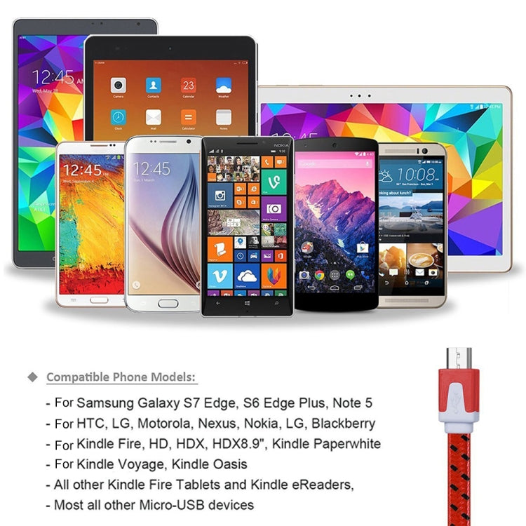 2m Woven Style Micro USB to USB Data / Charging Cable(Red) by buy2fix