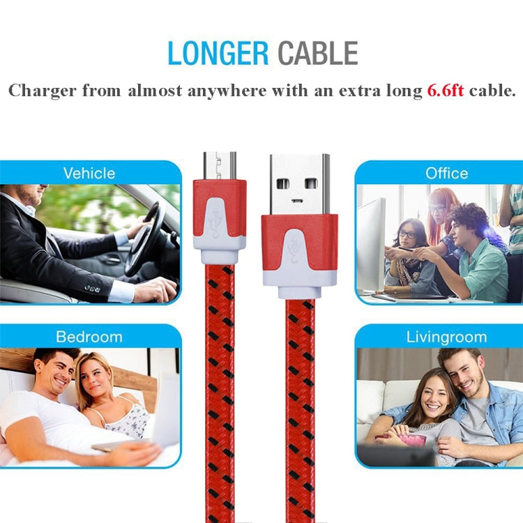 2m Woven Style Micro USB to USB Data / Charging Cable(Red) by buy2fix