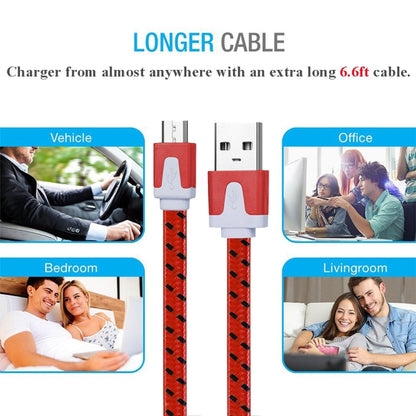 2m Woven Style Micro USB to USB Data / Charging Cable(Red) by buy2fix