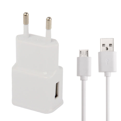 Micro 5 Pin USB Sync Cable + EU Plug Travel Charger, EU Plug(White) - USB Charger by buy2fix | Online Shopping UK | buy2fix