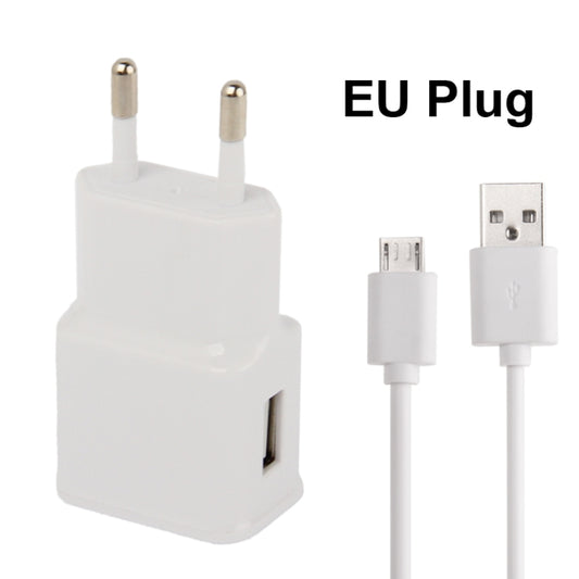 Micro 5 Pin USB Sync Cable + EU Plug Travel Charger, EU Plug(White) - USB Charger by buy2fix | Online Shopping UK | buy2fix