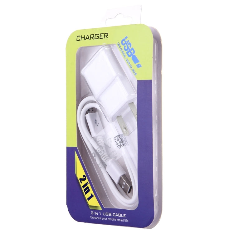 Micro 5 Pin USB Sync Cable + US Plug Travel Charger(White) - USB Charger by buy2fix | Online Shopping UK | buy2fix