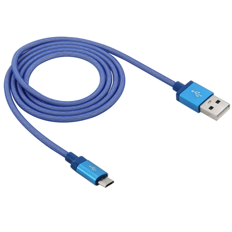 1m Net Style High Quality Metal Head Micro USB to USB Data / Charging Cable(Blue) by buy2fix