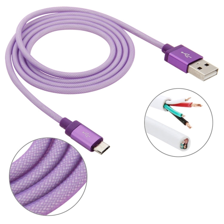 1m Net Style High Quality Metal Head Micro USB to USB Data / Charging Cable(Purple) by buy2fix