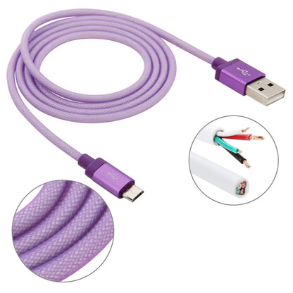 1m Net Style High Quality Metal Head Micro USB to USB Data / Charging Cable(Purple) by buy2fix