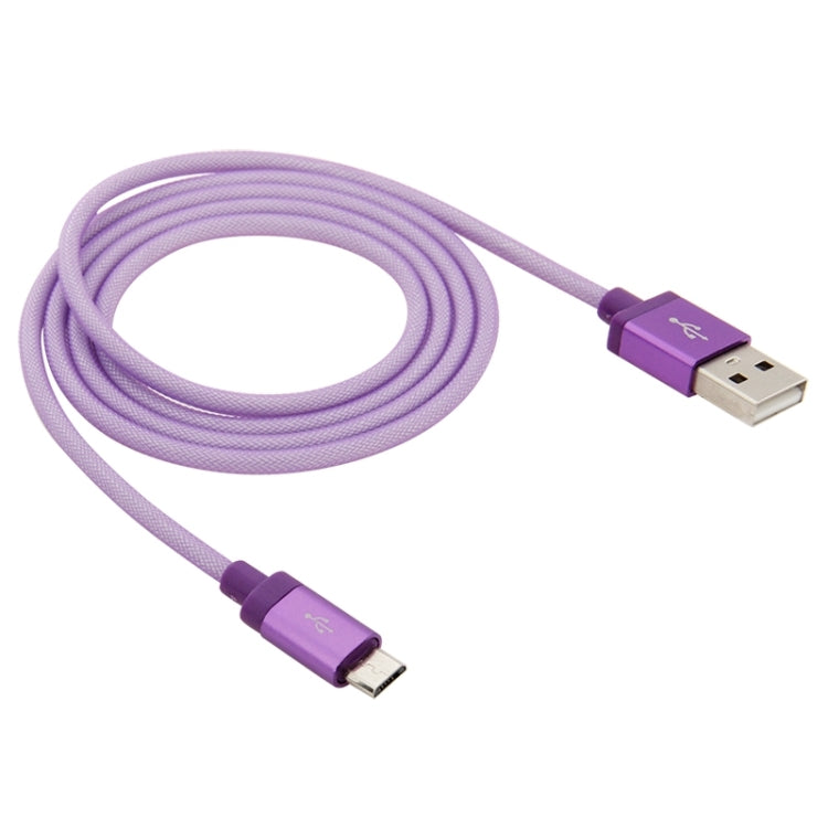 1m Net Style High Quality Metal Head Micro USB to USB Data / Charging Cable(Purple) by buy2fix