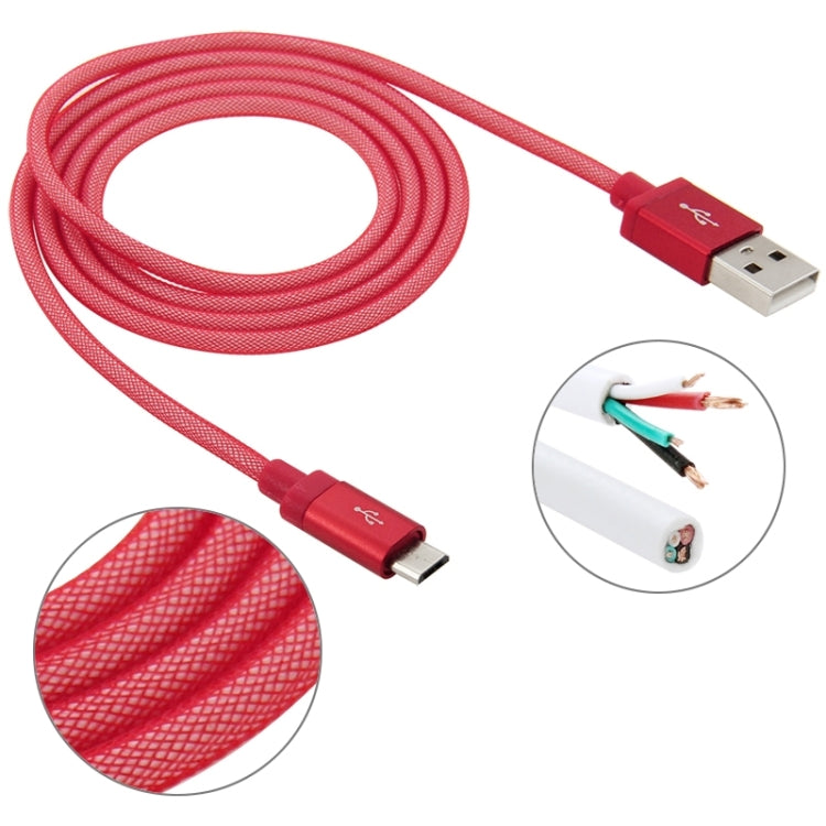 1m Net Style High Quality Metal Head Micro USB to USB Data / Charging Cable(Red) by buy2fix