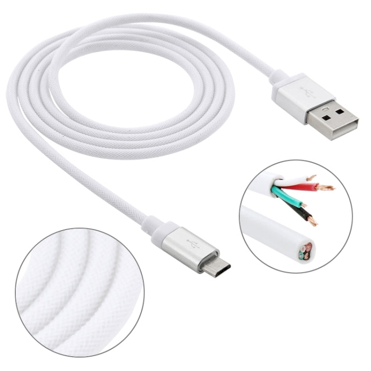 1m Net Style High Quality Metal Head Micro USB to USB Data / Charging Cable(White) by buy2fix