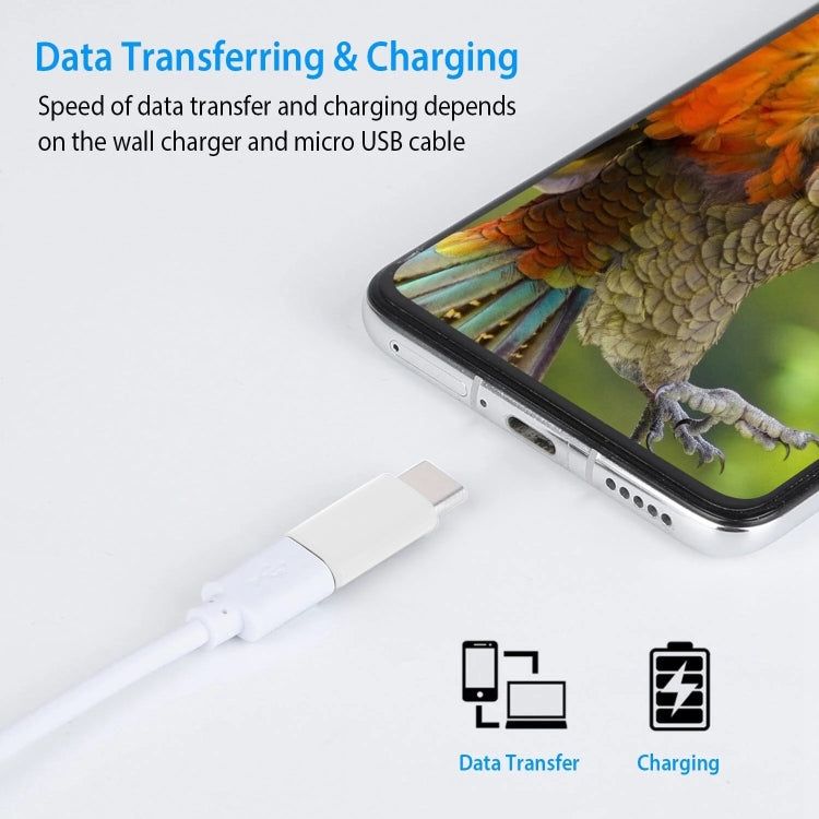 USB-C / Type-C 3.1 Male to Micro USB Female Converter Adapter, Length: 2.5cm(White) - Audio Adapter by buy2fix | Online Shopping UK | buy2fix