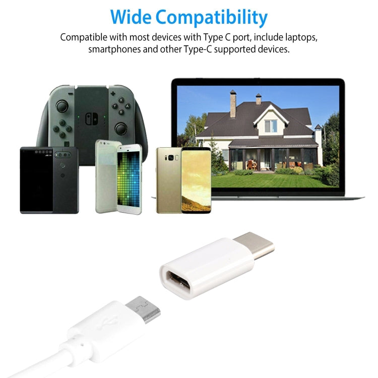 USB-C / Type-C 3.1 Male to Micro USB Female Converter Adapter, Length: 2.5cm(White) - Audio Adapter by buy2fix | Online Shopping UK | buy2fix