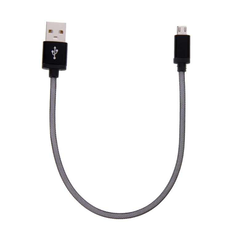 25cm Net Style Metal Head Micro USB to USB 2.0 Data / Charger Cable(Black) by buy2fix