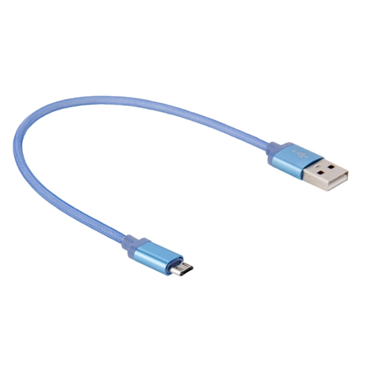 25cm Net Style Metal Head Micro USB to USB 2.0 Data / Charger Cable(Blue) by buy2fix