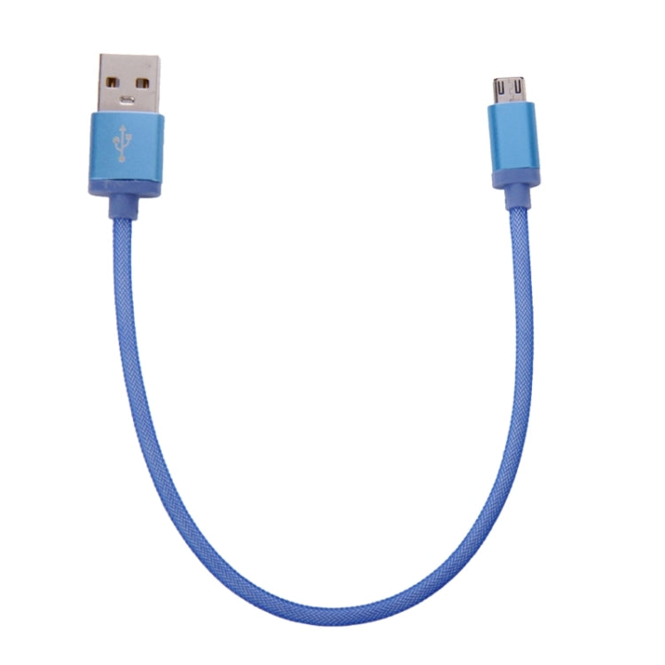 25cm Net Style Metal Head Micro USB to USB 2.0 Data / Charger Cable(Blue) by buy2fix