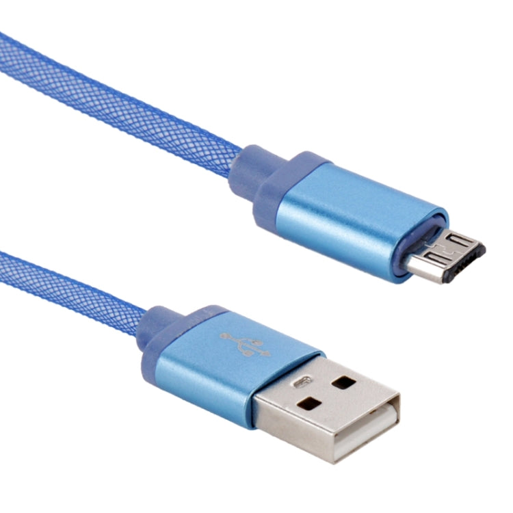 25cm Net Style Metal Head Micro USB to USB 2.0 Data / Charger Cable(Blue) by buy2fix