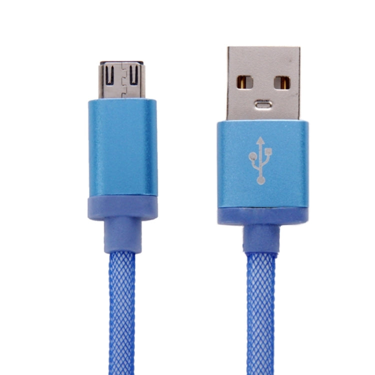 25cm Net Style Metal Head Micro USB to USB 2.0 Data / Charger Cable(Blue) by buy2fix