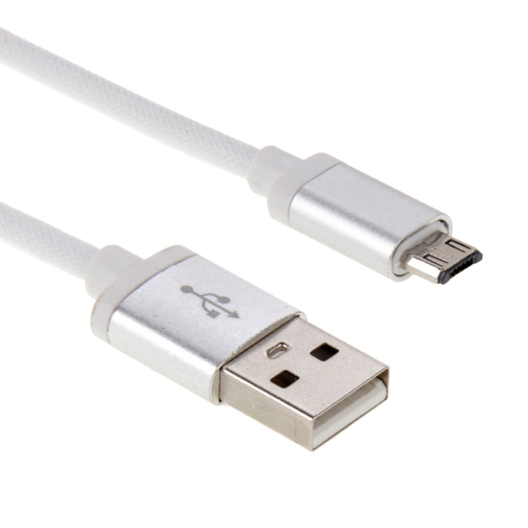 25cm Net Style Metal Head Micro USB to USB 2.0 Data / Charger Cable(White) by buy2fix