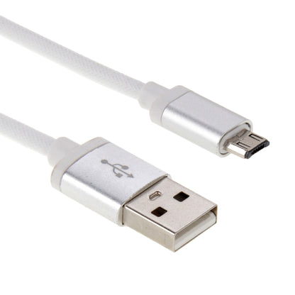 25cm Net Style Metal Head Micro USB to USB 2.0 Data / Charger Cable(White) by buy2fix