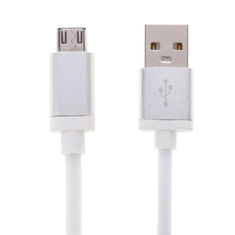 25cm Net Style Metal Head Micro USB to USB 2.0 Data / Charger Cable(White) by buy2fix