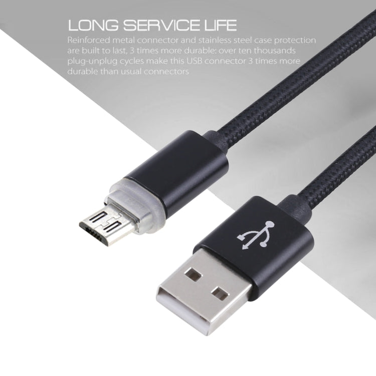 1m Woven Style Micro USB to USB 2.0 Data Sync Cable with LED Indicator Light(Black) by buy2fix