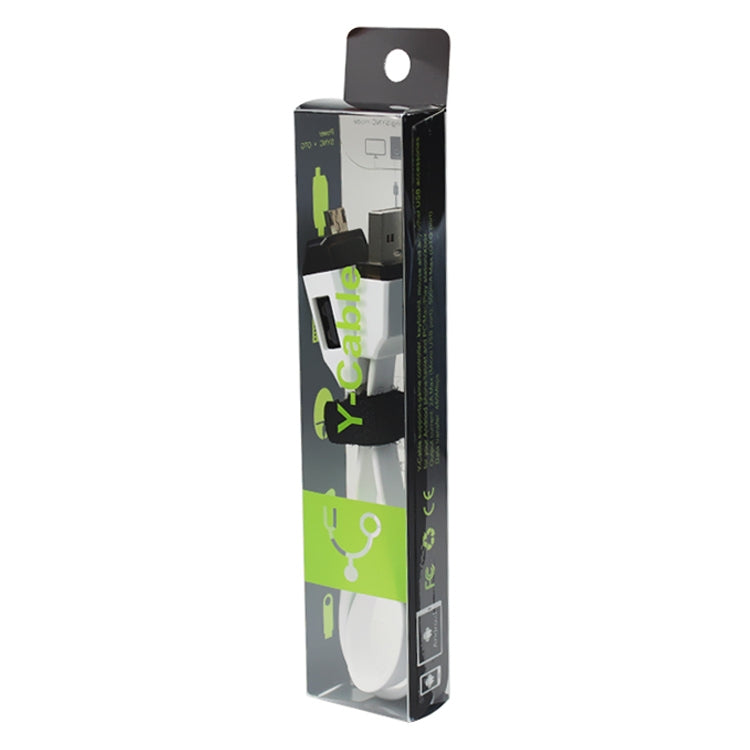 OTG-Y-01 USB 2.0 Male to Micro USB Male + USB Female OTG Charging Data Cable for Android Phones / Tablets with OTG Function, Length: 30cm(White) by buy2fix