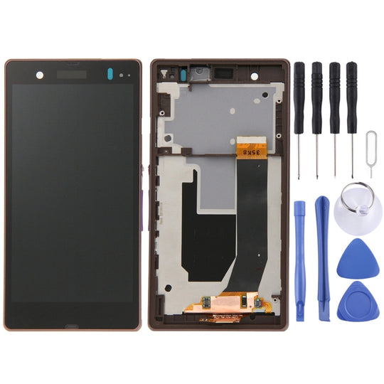 LCD-Display + Touchpanel mit Rahmen für Sony Xperia Z / L36H / C6603 / C6602 (Lila)