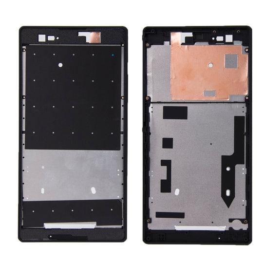 Frontgehäuse mit selbstklebendem Aufkleber für Sony Xperia T2 Ultra (Schwarz)