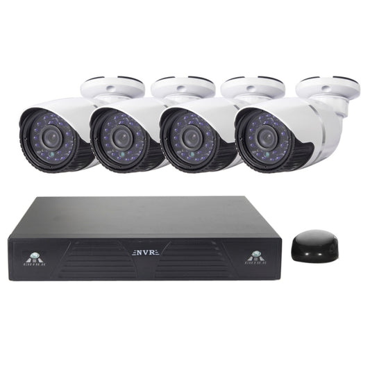 4CH H.264 720P HD Bullet IP Camera NVR Kit, 30m IR Night Vision, Support Video / Audio Input by buy2fix